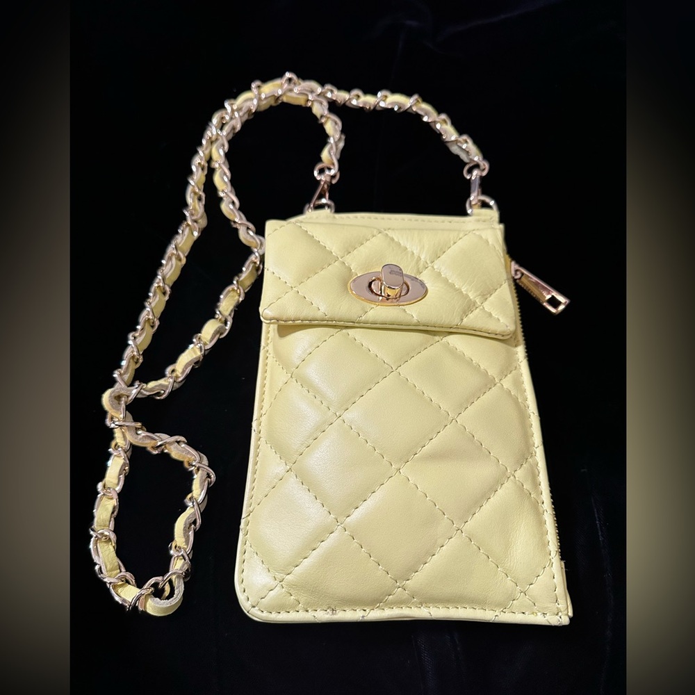 Borse in Pelle Yellow Leather Small Crossbody Bag Made in Italy